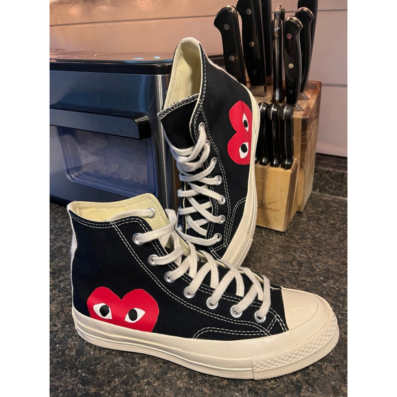 Like New Converse x Comme des Garcons Play Chuck 70 Hi Sneakers - Picture 2 of 12